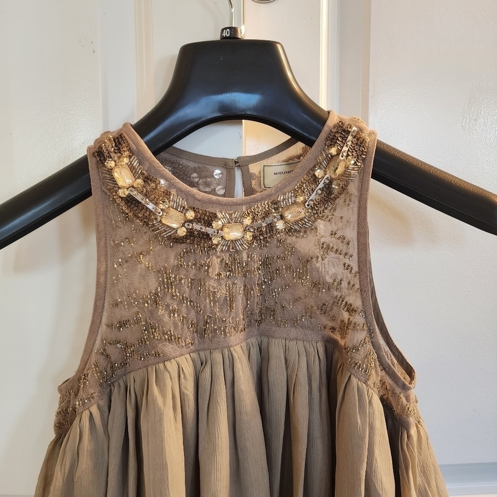 Anthropologie Moulinette Soeurs Sonora Trapeze halter Chiffon Flowy Mini Dress 0 - Picture 4 of 14